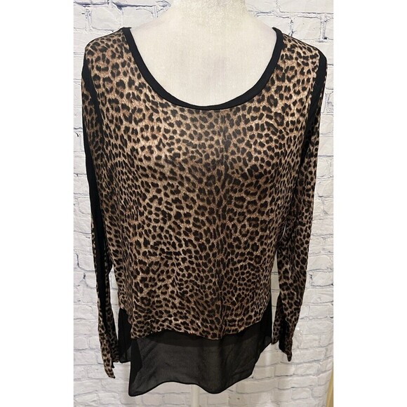 Michael Kors Womens Animal Print Top Bottom Black Sheer Size Large - Picture 1 of 7